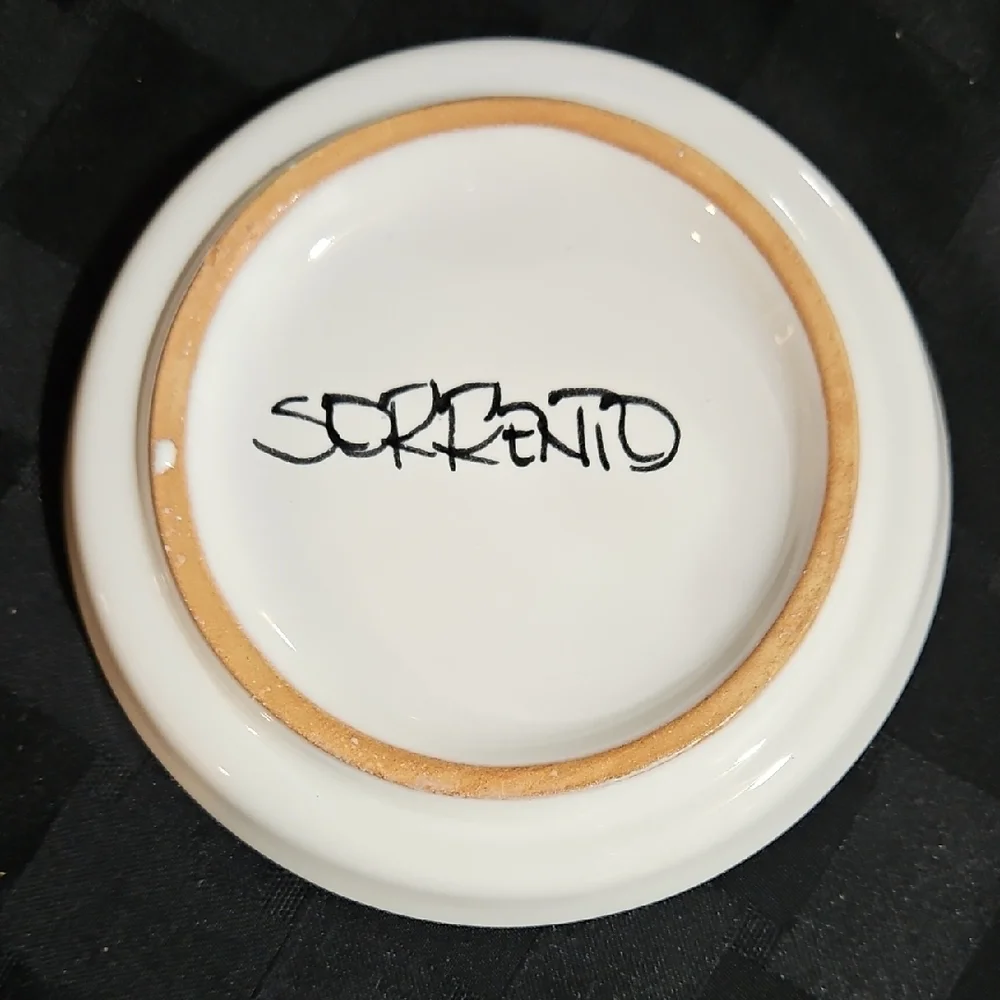 VTG Sorrento Italy Hand-Painted Ceramic Wine Coaster & Stopper Set of 2